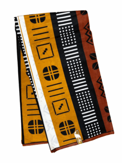 Brown Tan Black White Mud Cloth Extra Large Ankara African Print Fabric 6 Yards