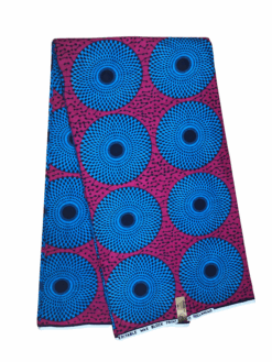 Pink Blue Black Medio Target Plaque Nsu Bura African Ankara Print Fabric 6 Yards