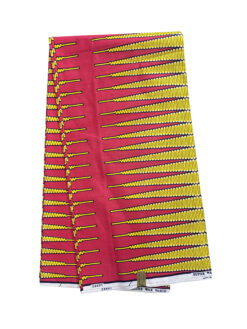 Pink Yellow Nkrumah Pencil Ankara African Print Fabric 6 Yards