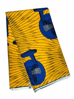 Yellow Blue Black Electrical Fan Ankara African Print Fabric 6 Yards