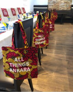 Red Yellow Black Flowers All Things Ankara Print Tote Bag
