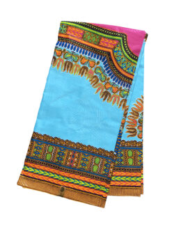 Blue Sky Dashiki Ankara African Print Fabric 6 Yards
