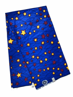 Blue Yellow Red Black Mini Stars Ankara African Print Fabric 6 Yards