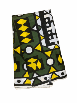 Green Dark Yellow Black White Samacaca Samakaka Ankara African Print Fabric 6 Yards