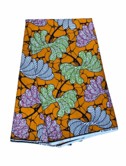 Orange Lime Pink Black White Twisted Ankara African Print Fabric 6 Yards