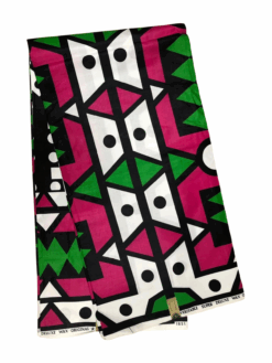 Pink Green Black White Samacaca Samakaka Ankara African Print Fabric 6 Yards