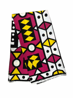Pink Yellow Black White Samacaca Samakaka Ankara African Print Fabric 6 Yards
