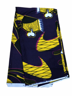 Purple Yellow Pink Black White Key Machine Ankara African Print Fabric 6 Yards