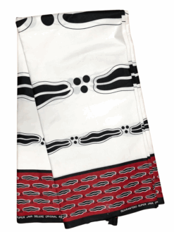 White Black Red Big Lips Ankara African Print Fabric 6 Yards