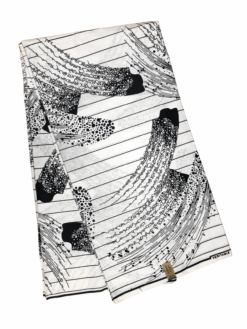 White Black Smear Ankara African Print Fabric 6 Yards