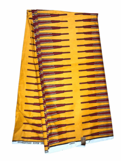 Yellow Red Black White Nkrumah Pencil Ankara African Print Fabric 6 Yards