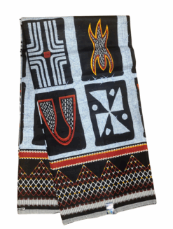Blue Dark Red Black Yellow Green Pyramid Atoghu Toghu Bamenda Bamileke Cameroon Ankara African Print Fabric 6 Yards