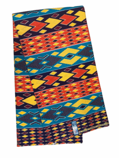 Blue Orange Teal Yellow Burgundy Navy Blue Gold Side Diamond Glitter Ankara African Print Fabric 6 Yards