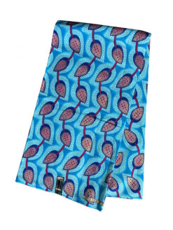 Blue Burgundy Black Gold Connected Pointed Oval Glitter Ankara African Print Fabric 6 Yards
