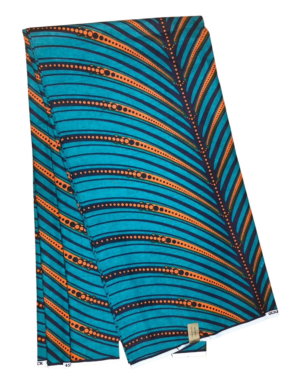 Blue Teal Orange Black Branching Out Ankara African Print Fabric 6 Yards