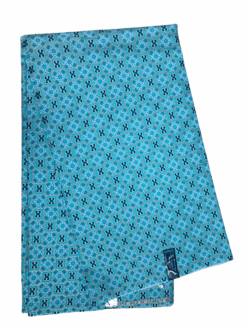 Blue White Chromosome Glitter Ankara African Print Fabric 6 Yards