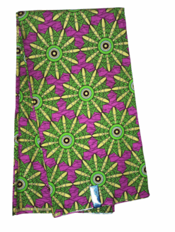 Pink Green Black White Gold Windmill Glitter Ankara African Print Fabric 6 Yards