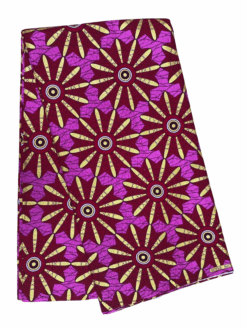 Pink Red Black Gold Windmill Glitter Ankara African Print Fabric 6 Yards