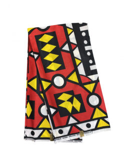 Red Yellow Black White Samacaca Samakaka Angola Ankara African Print Fabric 6 Yards