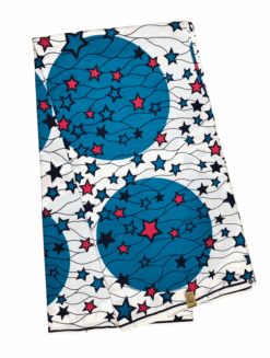 White Blue Pink Black Mini Stars Ankara African Print Fabric 6 Yards