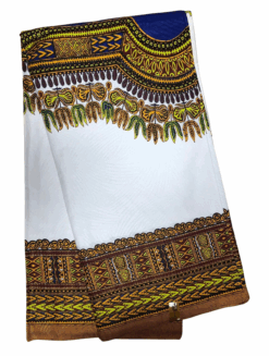 White Dashiki Ankara African Print Fabric 6 Yards