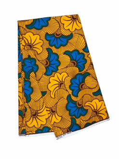 Yellow Blue Black Floating Flower Rolls Royce Flowers Fleurs De Mariage Mgbolodi Ankara African Print Fabric 6 Yards