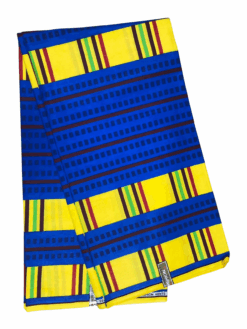 Yellow Blue Green Red Brown Kente Ankara African Print Fabric 6 Yards
