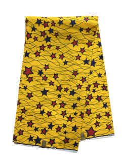 Yellow Red Black Mini Stars Ankara African Print Fabric 6 Yards