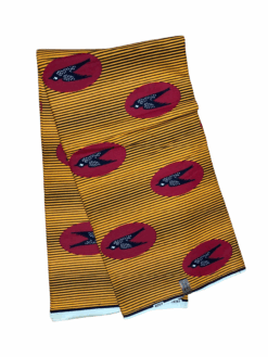 Yellow Red Black White Speed Bird Air Afrique Ankara African Print Fabric 6 Yards