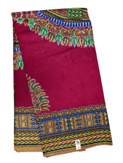 Red Dark Dashiki Ankara African Print Fabric 6 Yards