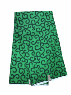 Green Black Small Macaroni Ankara African Print Fabric 6 Yards