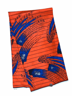 Orange Blue Smear Ankara African Print Fabric 6 Yards