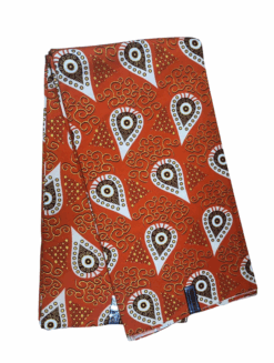 Orange Gold Brown White Beak Ankara African Print Fabric 6 Yards