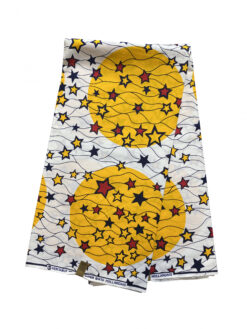 White Black Red Yellow Mini Stars Ankara African Print Fabric 6 Yards