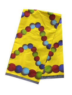 Yellow Red Blue Green Balls In A Row African Ankara Print Fabric 6 Yards