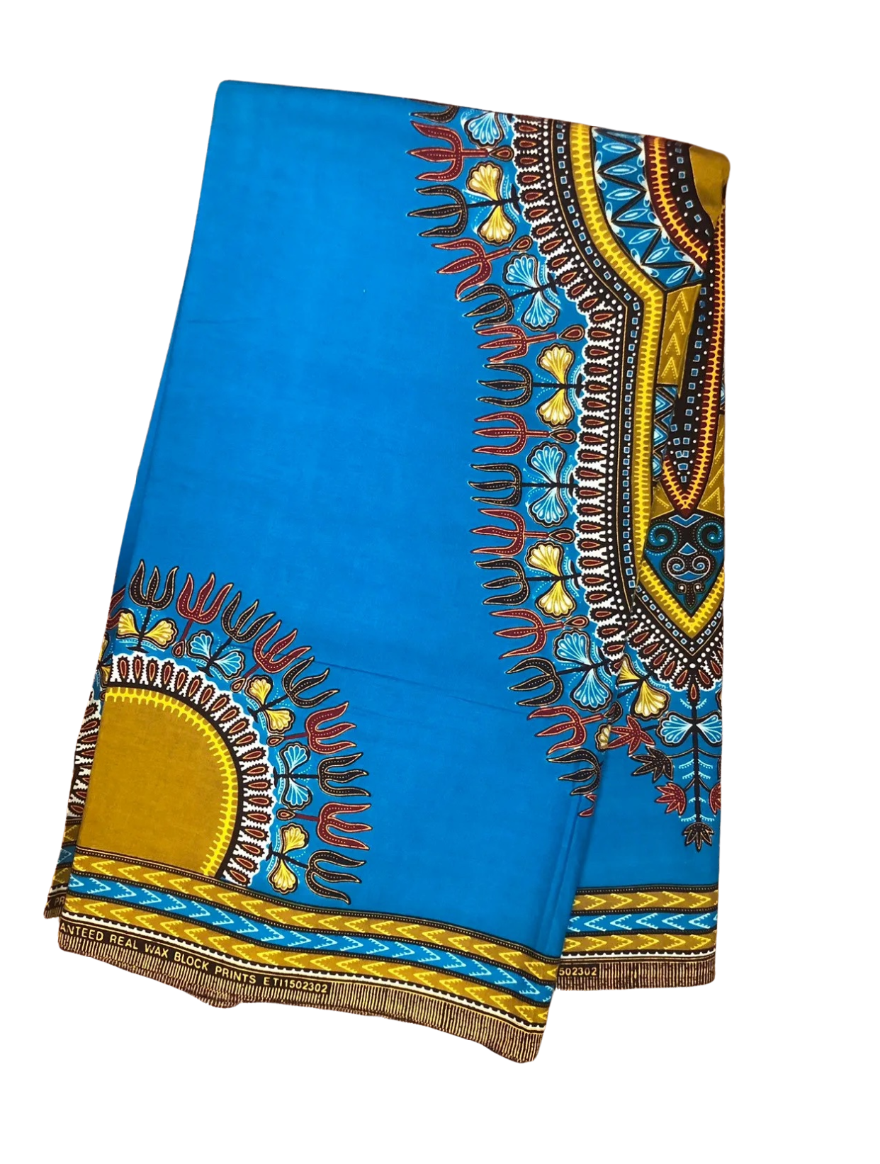 Blue Brown Burgundy Tan White Dashiki Ankara African Print Fabric 6 Yards