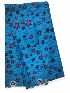 Blue Teal Pink Black Yellow Ankara African Print Fabric 6 Yards