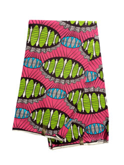 Pink Green Teal Black White Ovals Ankara African Prints 6 Yards