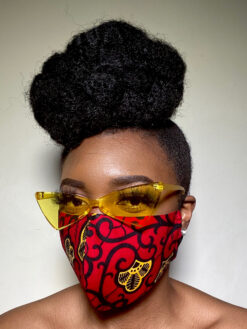 Red Black Yellow Flower Ankara African Print Face Mask