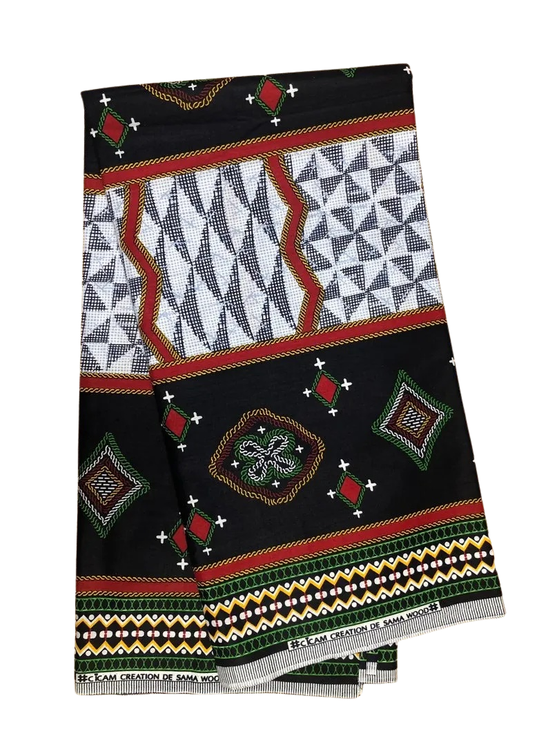 Black Red Yellow Green Blue Blocks Atoghu Toghu Bamenda Bamileke Cameroon Ankara African Print Fabric 6 Yards
