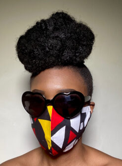 Red White Black Yellow Samacaca Angola Ankara African Print Face Mask