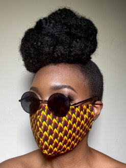 Red Yellow Black Fish Scales Ankara African Print Face Mask