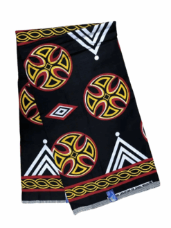 Black Red Yellow White Circle Triangle Anchor Atoghu Toghu Bamenda Bamileke Cameroon Ankara African Print Fabric 6 Yards