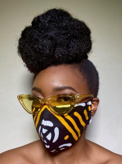 Black White Yellow Mud Cloth Bogolan Bogolanfini Ankara African Print Face Mask