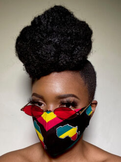Black Green Red Yellow Map of Africa Ankara African Print Face Mask