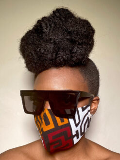 Black White Dark Orange Burgundy Kuba Ankara African Print Face Mask
