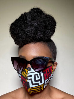 Black White Olive Burgundy Kuba Ankara African Print Face Mask
