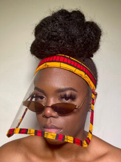 Red Yellow Black Sugarcane Ankara African Print Clear Transparent Face Shield