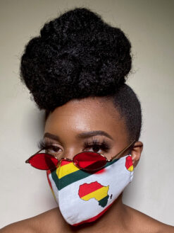 White Green Red Yellow Map of Africa Ankara African Print Face Mask