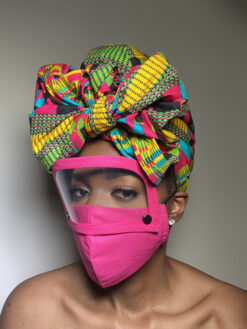 Plain Pink Face Mask with Detachable Eye Shield